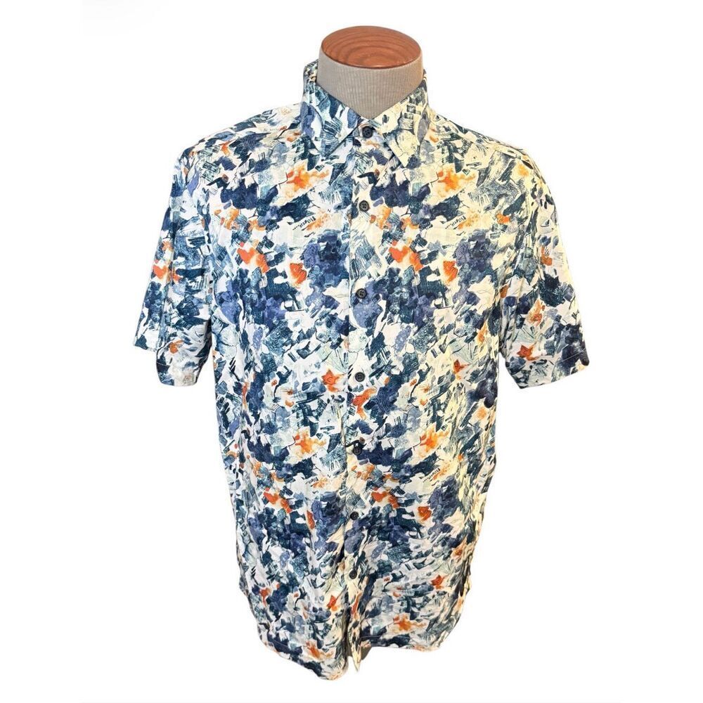Hart Schaffner Marx Abstract Print Button Front Shirt Large Resort Vacation